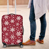 Red Snowflake Pattern Print Luggage Cover Protector-grizzshop