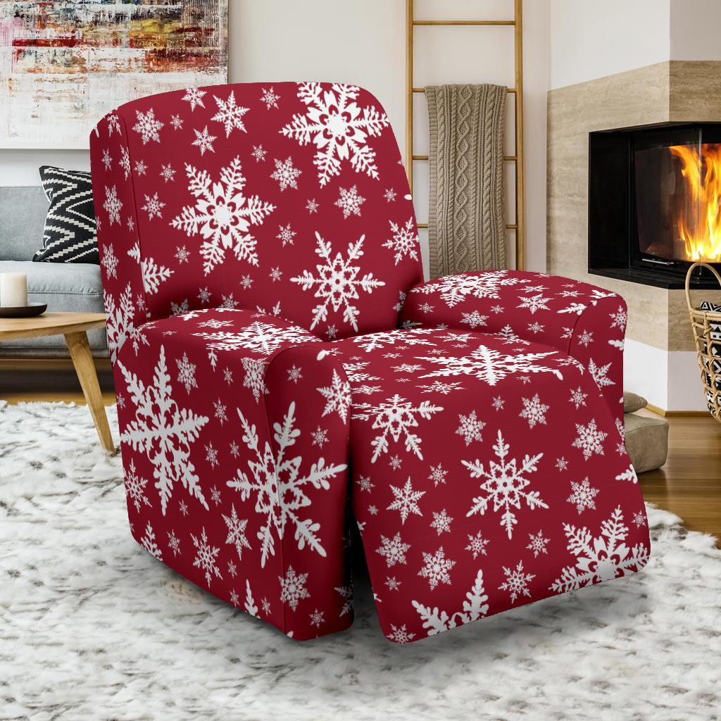 Red Snowflake Pattern Print Recliner Cover-grizzshop