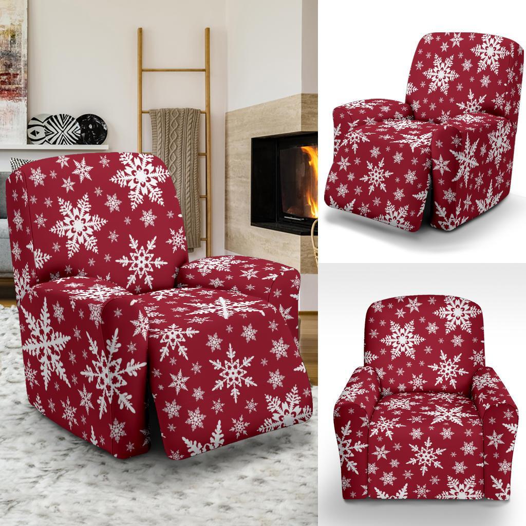 Red Snowflake Pattern Print Recliner Cover-grizzshop