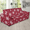 Red Snowflake Pattern Print Sofa Covers-grizzshop