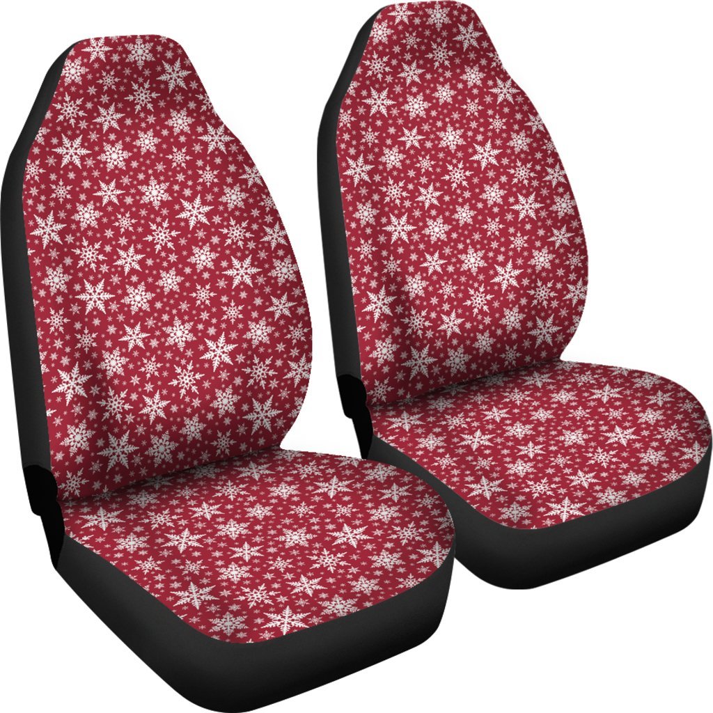 Red Snowflake Pattern Print Universal Fit Car Seat Cover-grizzshop