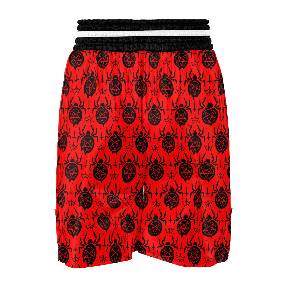 Red Spider Pentagram Print Pattern Boxing Shorts-grizzshop