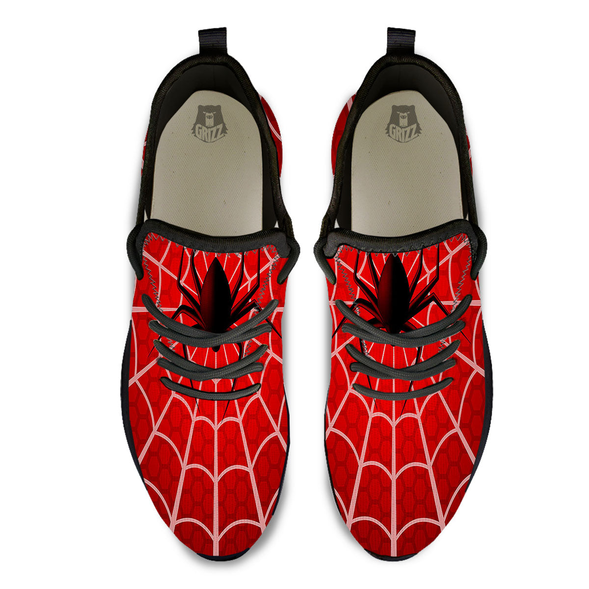 Red Spider Web Cobweb trap Print Black Athletic Shoes-grizzshop