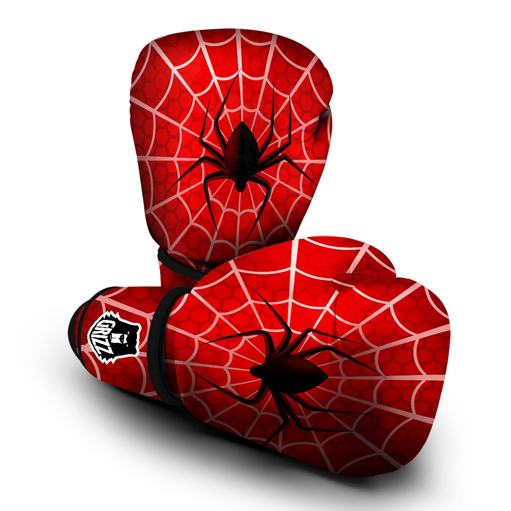 Red Spider Web Cobweb trap Print Boxing Gloves-grizzshop