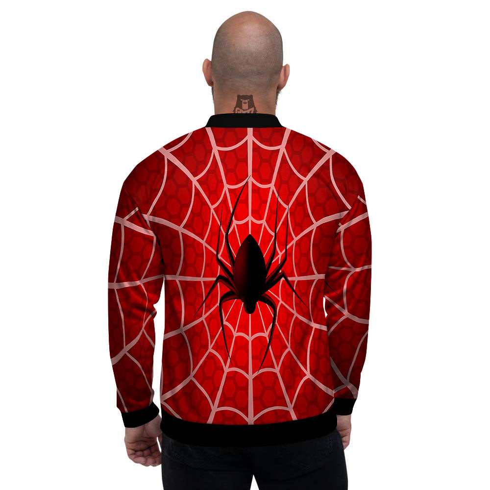 Red Spider Web Cobweb trap Print Men's Bomber Jacket-grizzshop