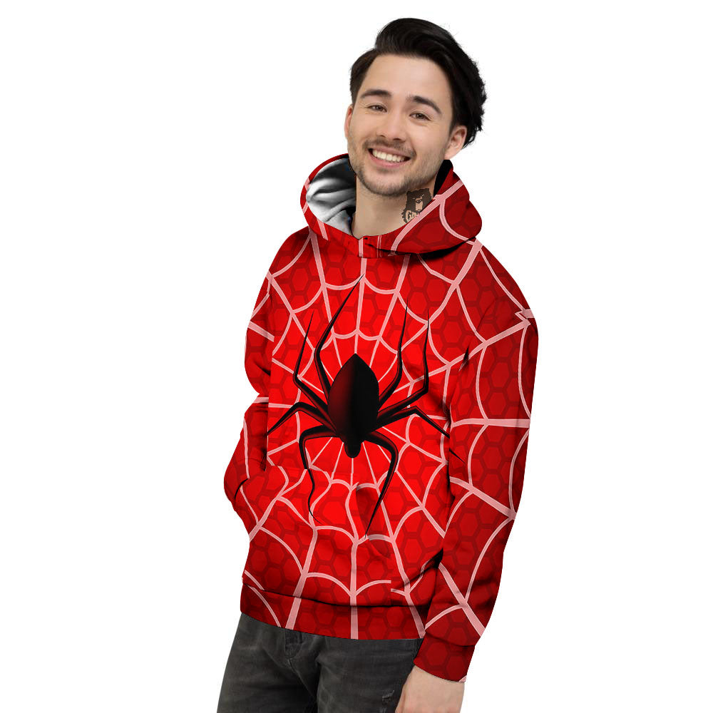 Red Spider Web Cobweb trap Print Men's Hoodie-grizzshop