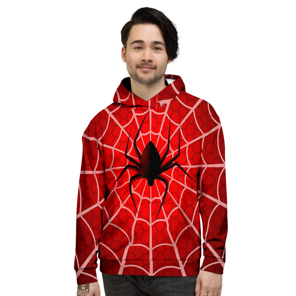 Red Spider Web Cobweb trap Print Men's Hoodie-grizzshop