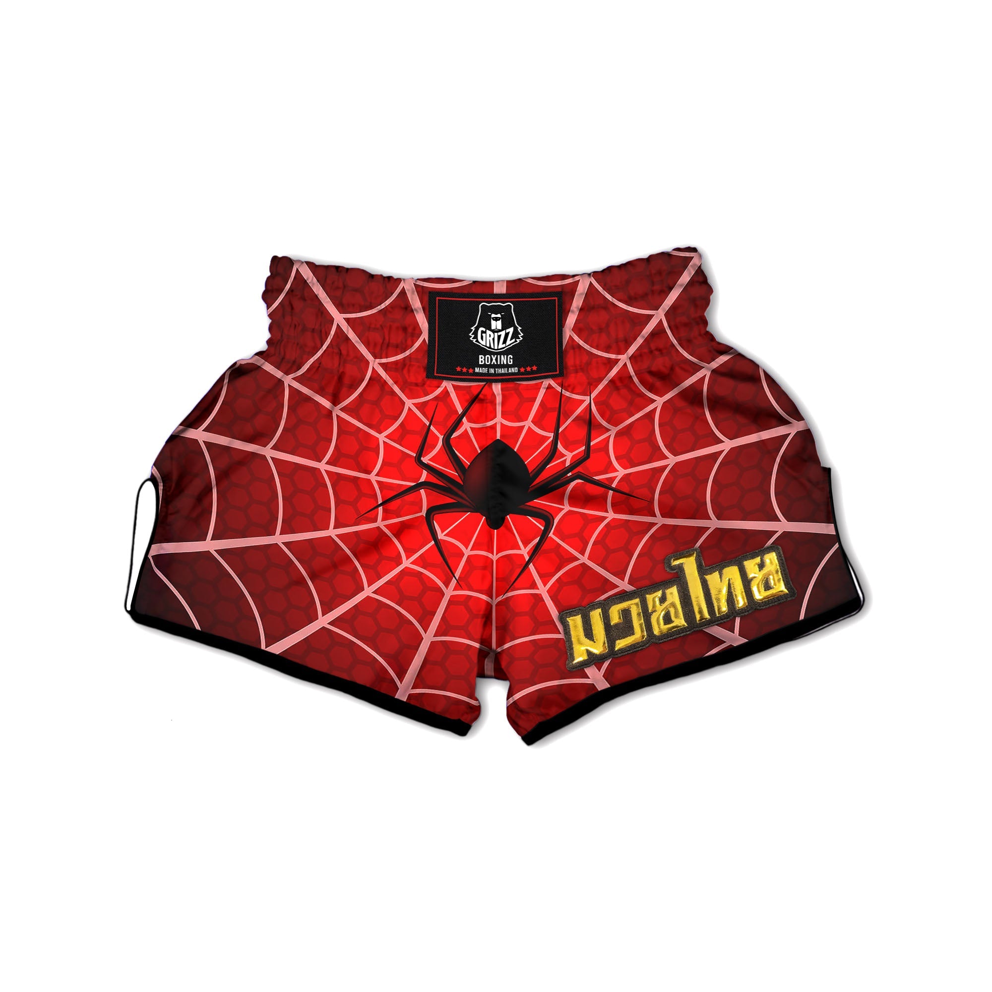 Red Spider Web Cobweb trap Print Muay Thai Boxing Shorts-grizzshop