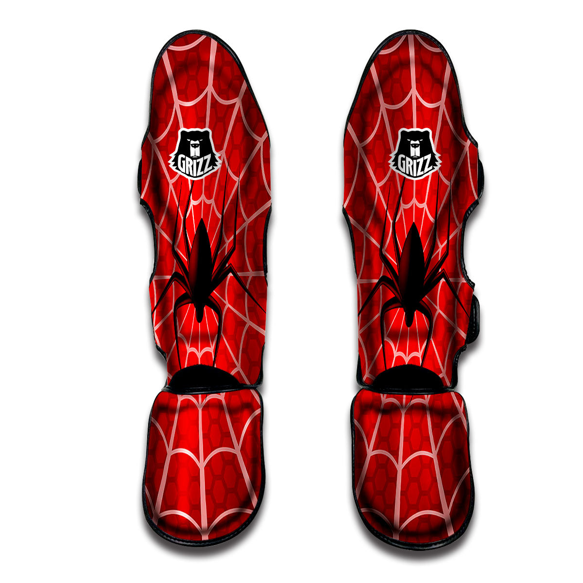 Red Spider Web Cobweb trap Print Muay Thai Shin Guards-grizzshop