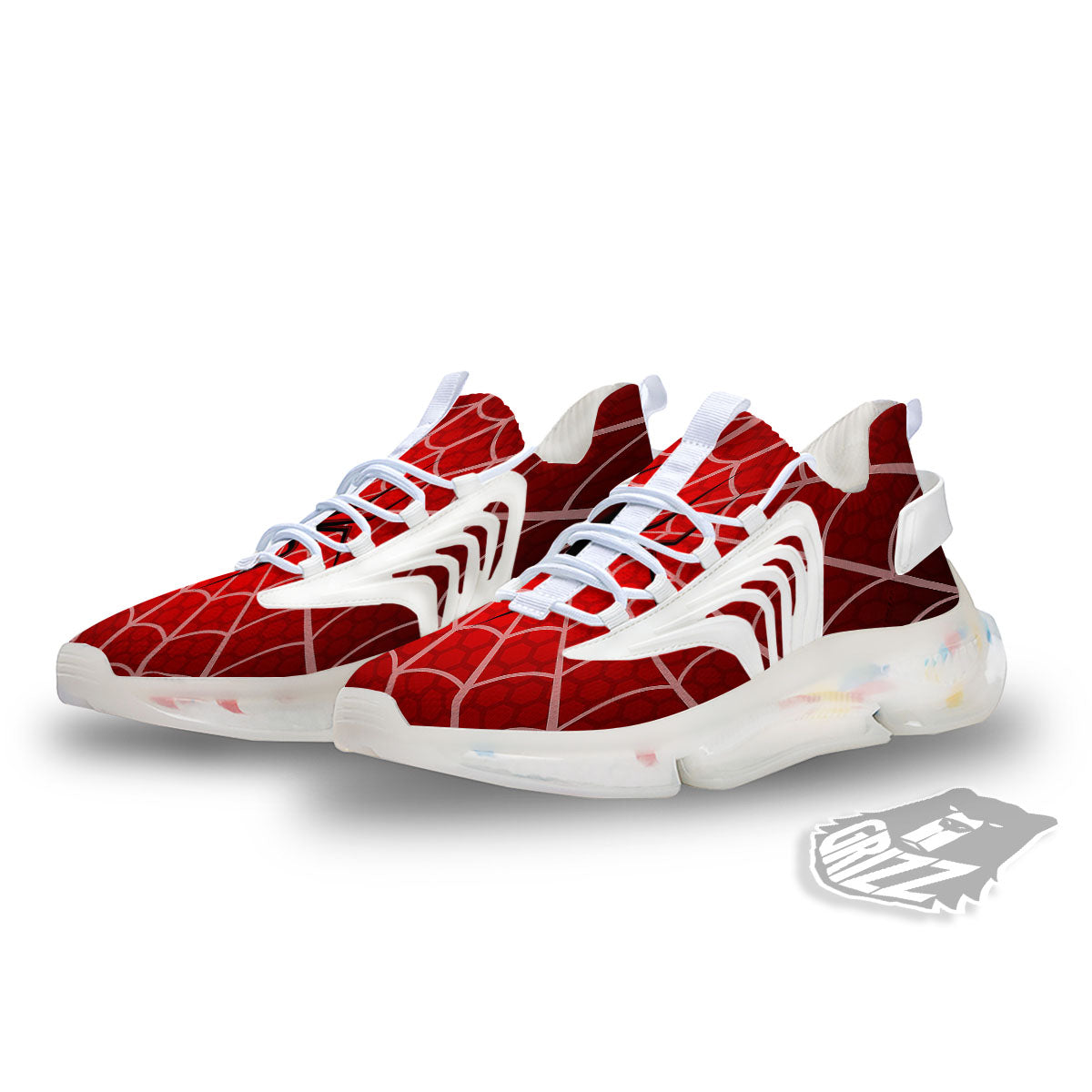 Red Spider Web Cobweb trap Print White Gym Shoes-grizzshop