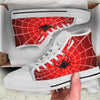 Red Spider Web Cobweb trap Print White High Top Shoes-grizzshop