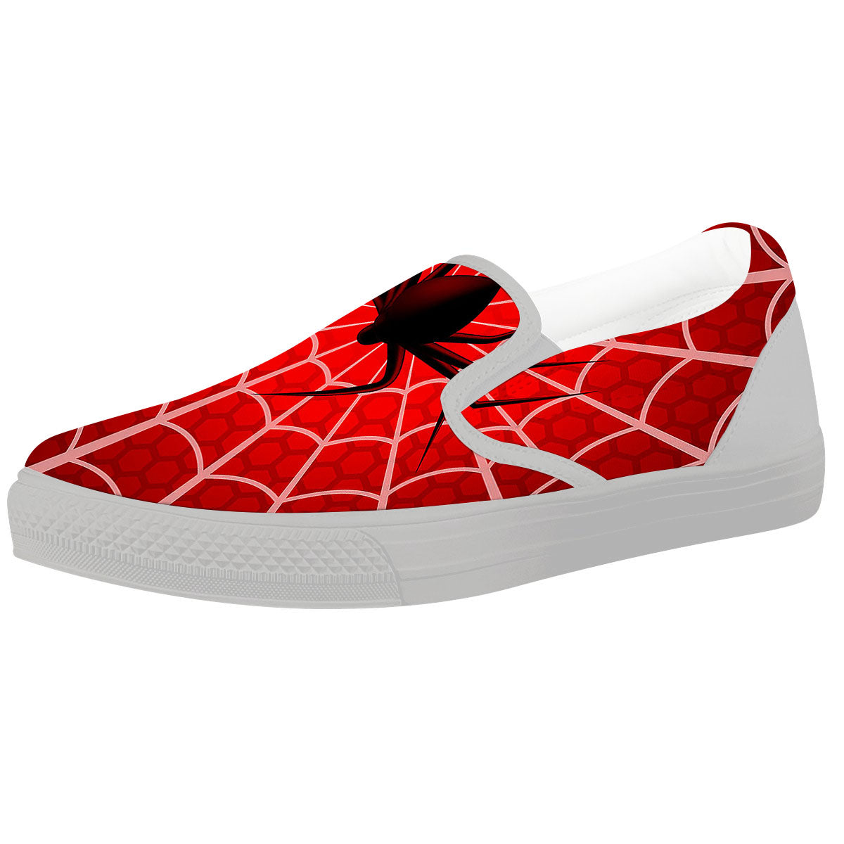 Red Spider Web Cobweb trap Print White Slip On Shoes-grizzshop