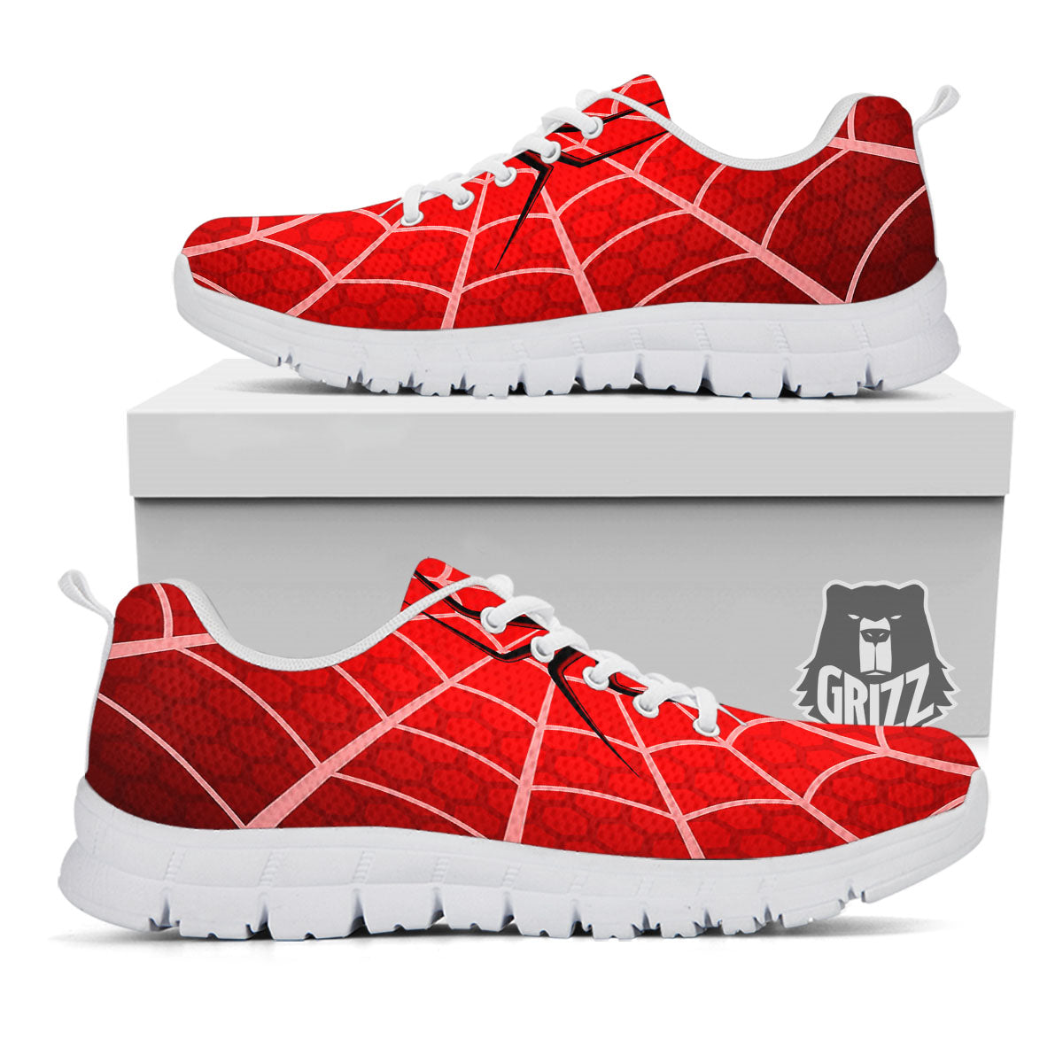 Red Spider Web Cobweb trap Print White Sneaker-grizzshop