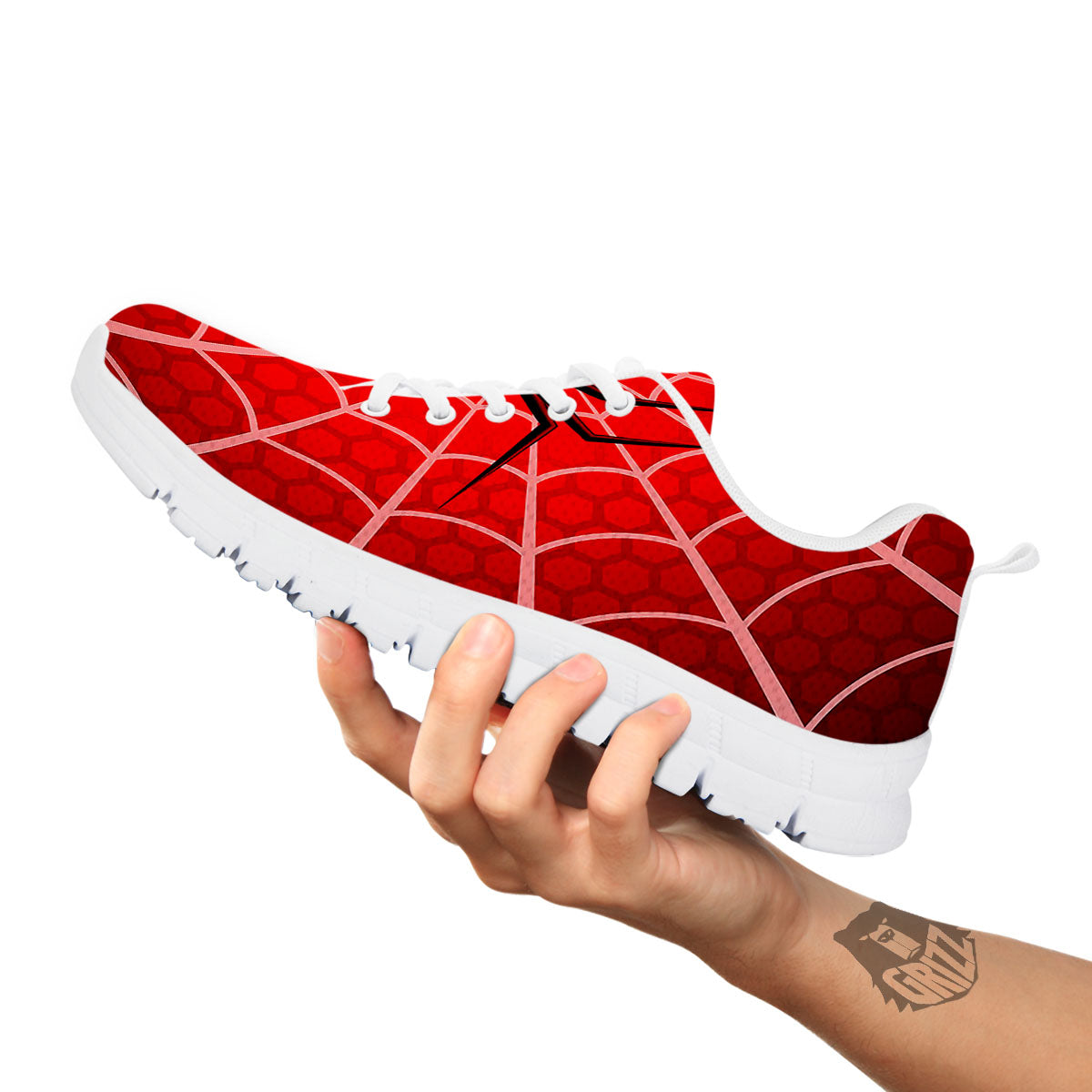 Red Spider Web Cobweb trap Print White Sneaker-grizzshop