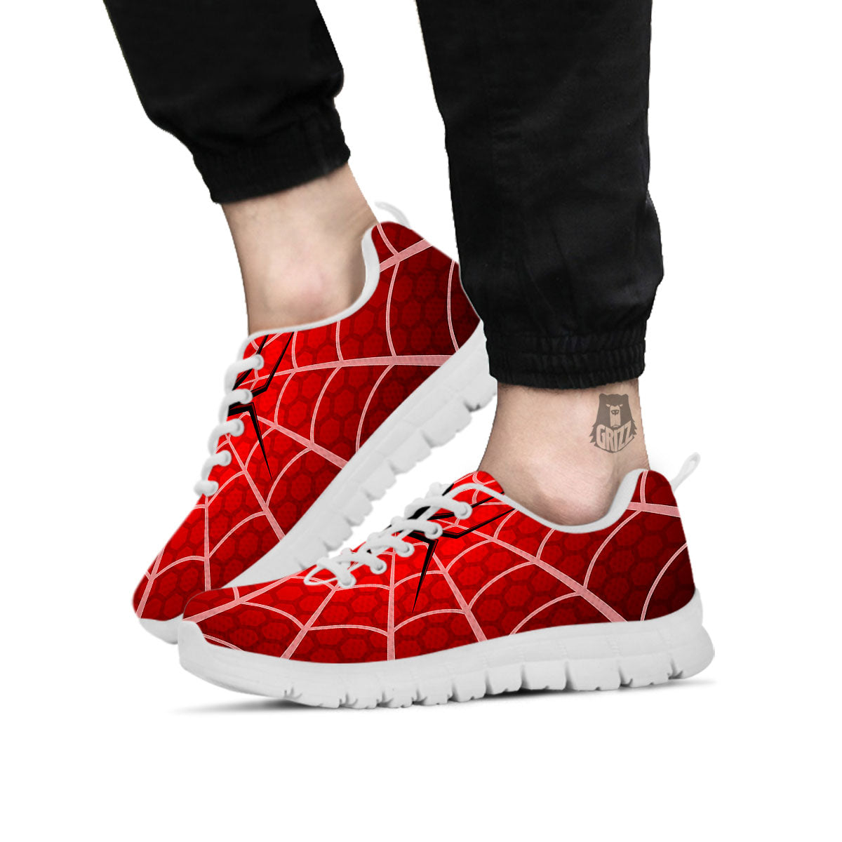 Red Spider Web Cobweb trap Print White Sneaker-grizzshop
