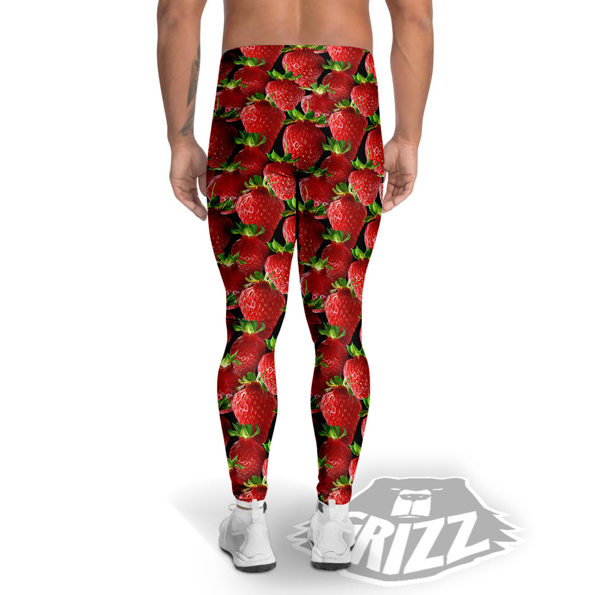 Red Strawberries Ripe Print Pattern Men's Leggings-grizzshop