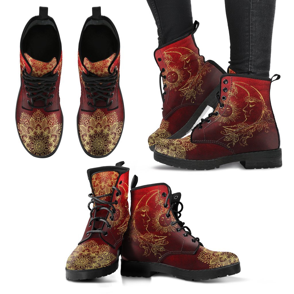 Red Sun and Moon Handcrafted Boots-grizzshop