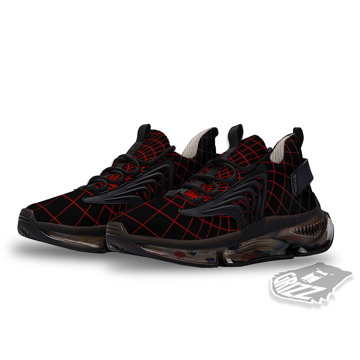 Red Techno Funnel Print Black Gym Shoes-grizzshop