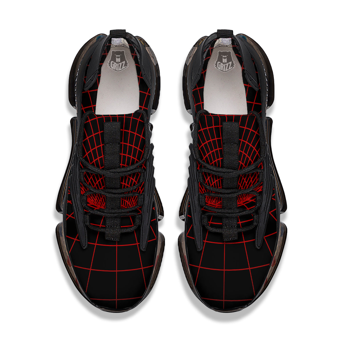 Red Techno Funnel Print Black Gym Shoes-grizzshop