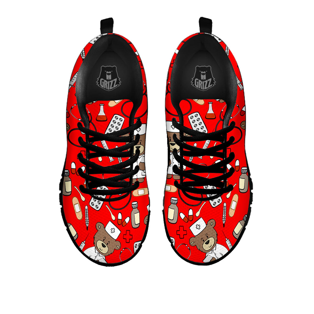 Red Teddy Bear Nurse - Sneakers-grizzshop