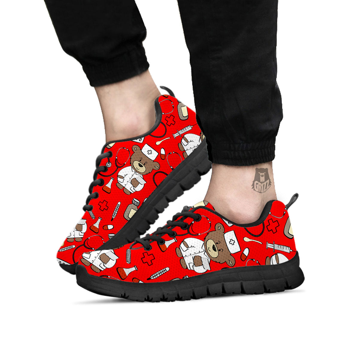 Red Teddy Bear Nurse - Sneakers-grizzshop