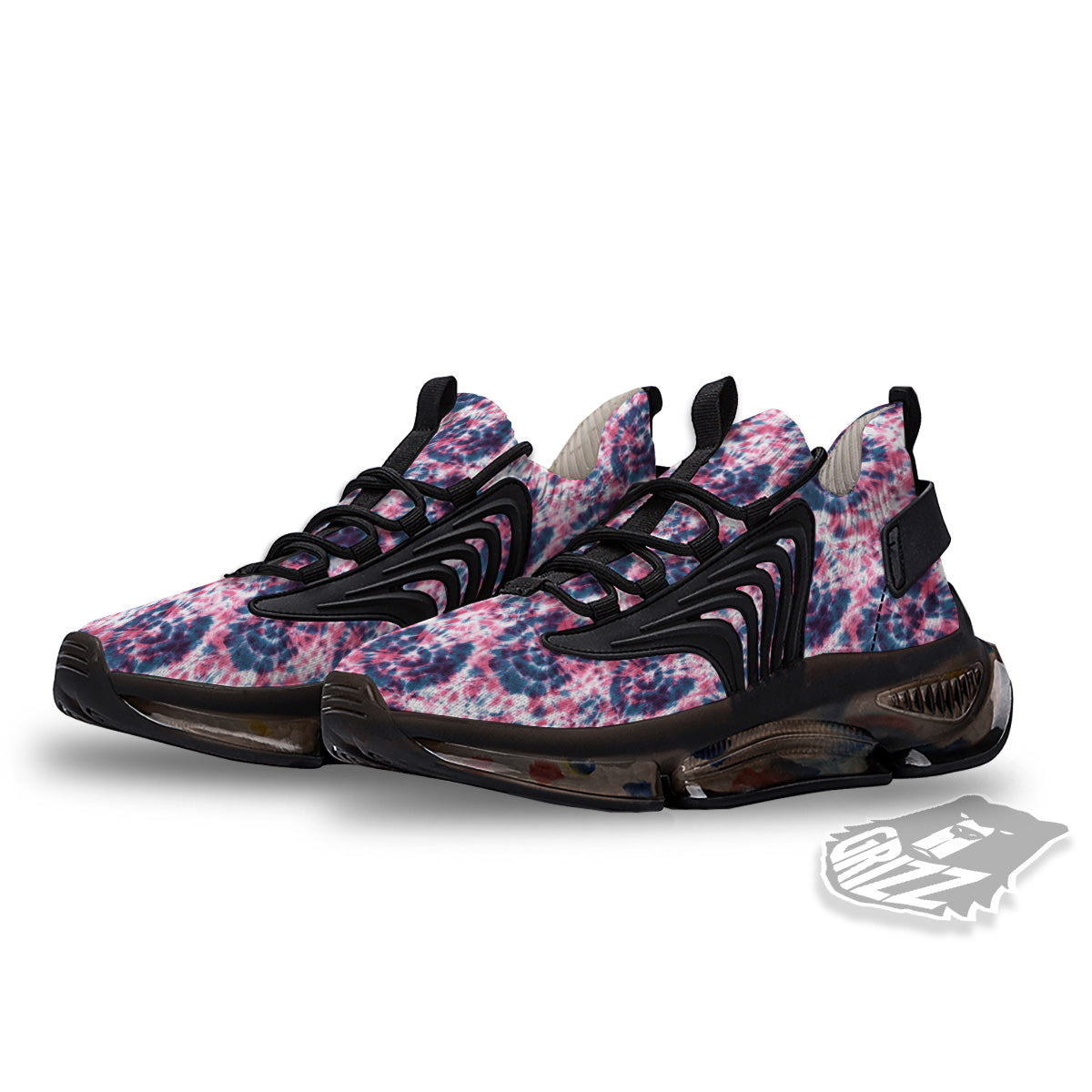 Red Tie Dye Blue Shibori Print Pattern Black Gym Shoes-grizzshop