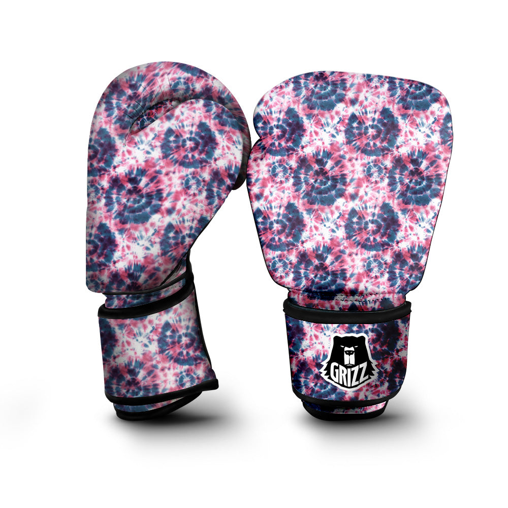Red Tie Dye Blue Shibori Print Pattern Boxing Gloves-grizzshop
