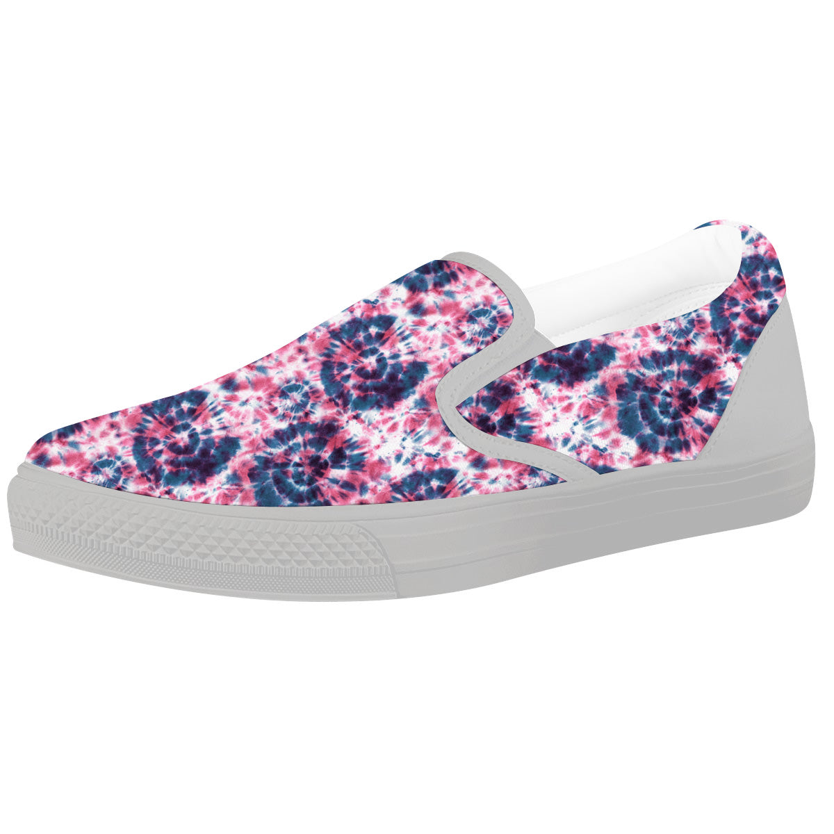 Red Tie Dye Blue Shibori Print Pattern White Slip On Shoes-grizzshop