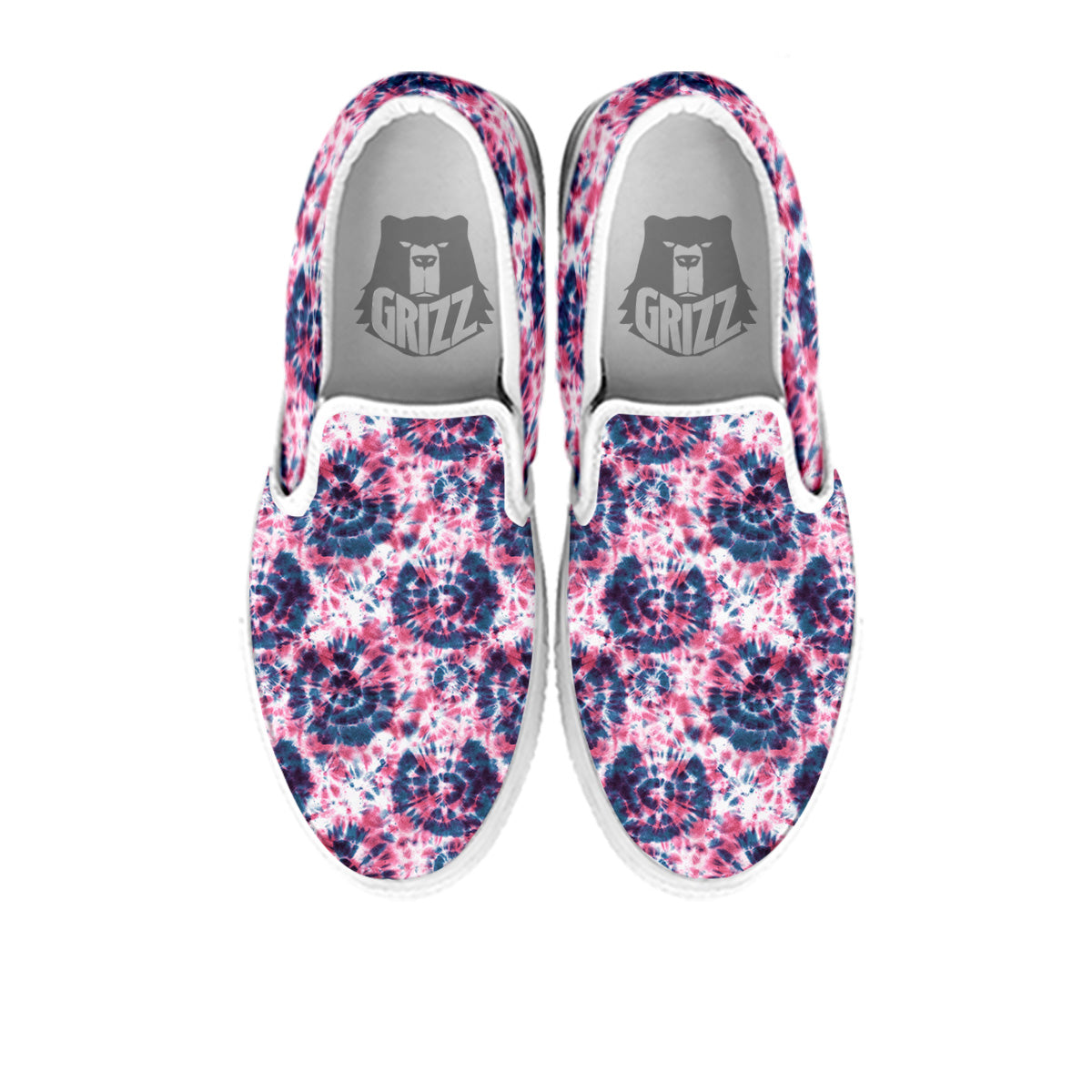 Red Tie Dye Blue Shibori Print Pattern White Slip On Shoes-grizzshop
