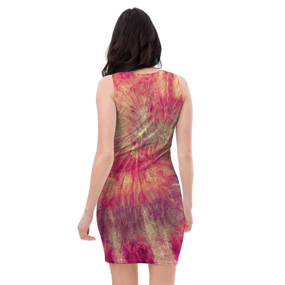 Red Tie Dye Bodycon Dress-grizzshop