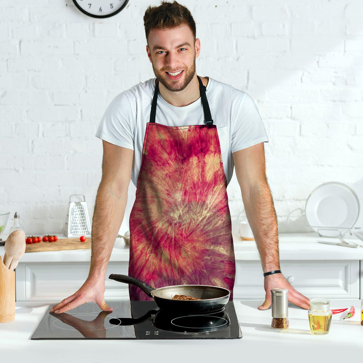 Red Tie Dye Men's Apron-grizzshop