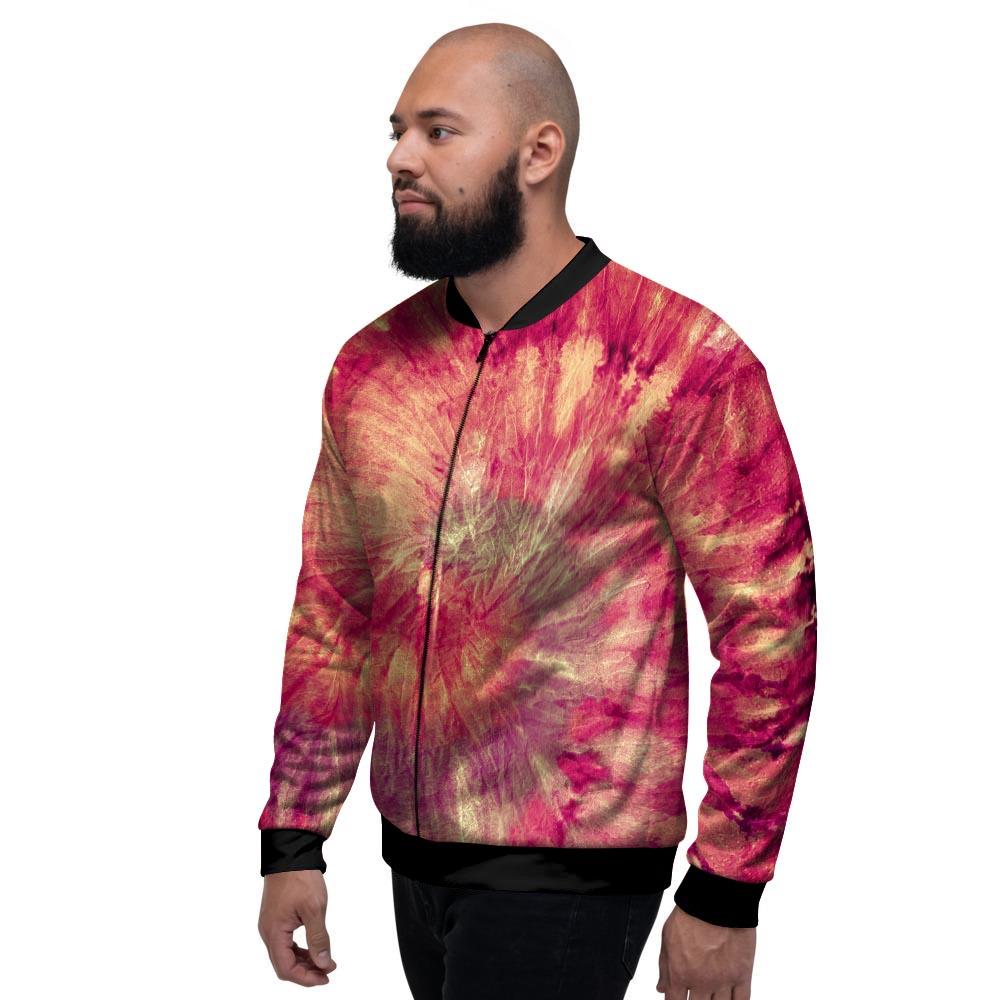 Red Tie Dye Men's Bomber Jacket-grizzshop