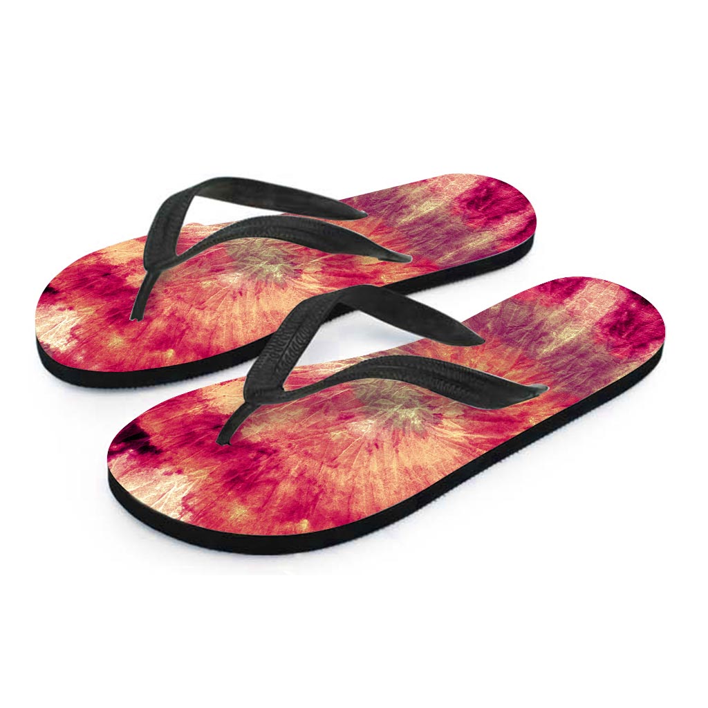 Red Tie Dye Men's Flip Flops-grizzshop