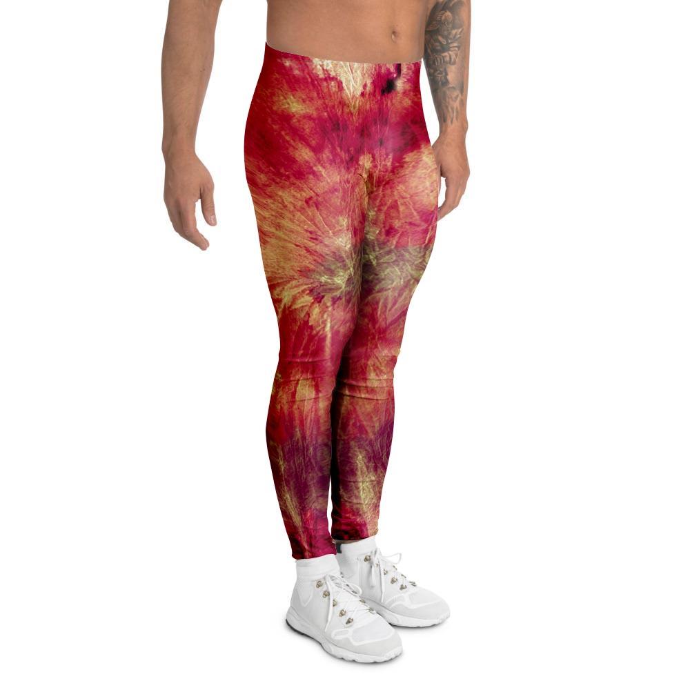 Red Tie Dye Men's Leggings-grizzshop