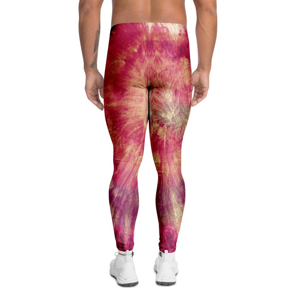 Red Tie Dye Men's Leggings-grizzshop