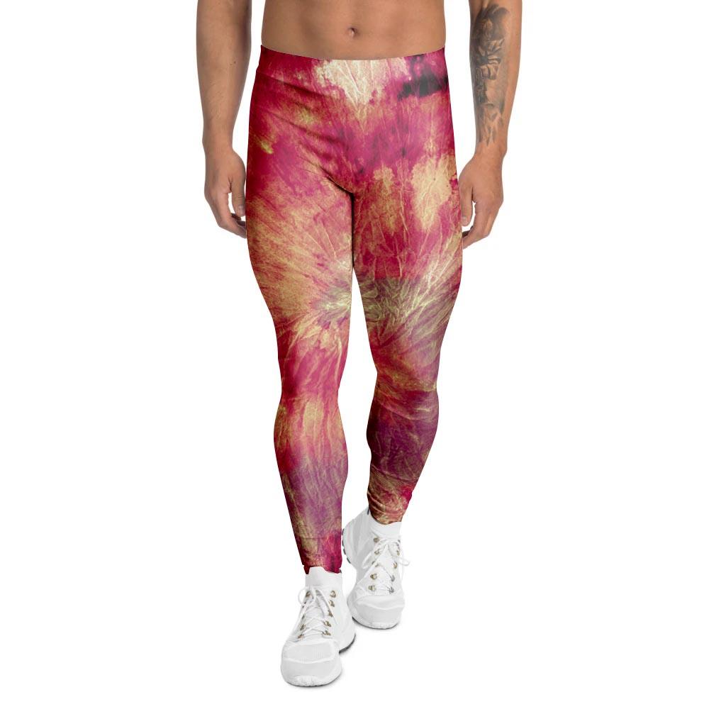 Red Tie Dye Men's Leggings-grizzshop