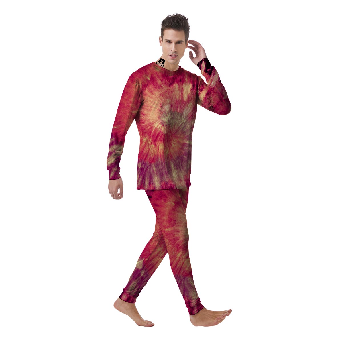 Red Tie Dye Men's Pajamas-grizzshop