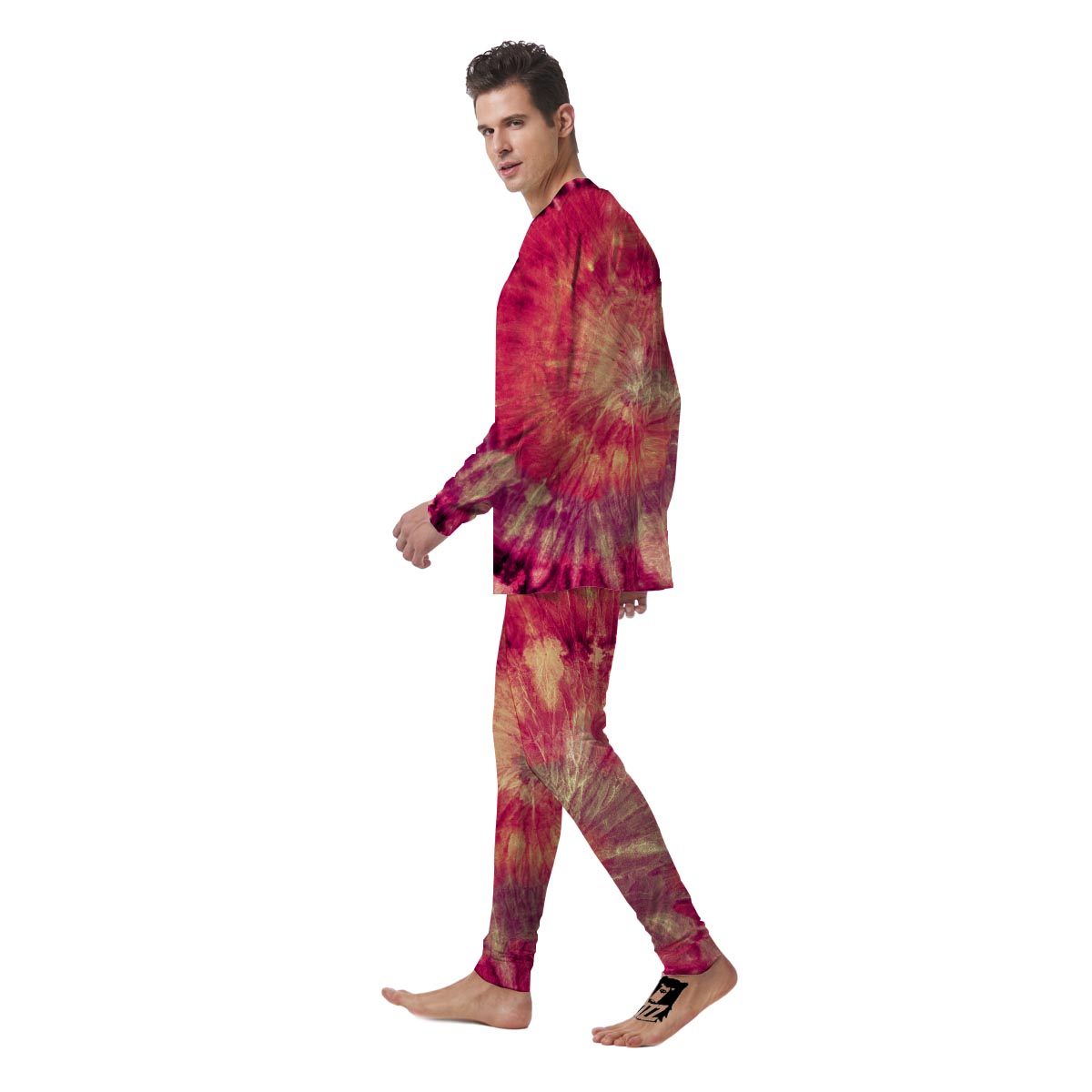 Red Tie Dye Men's Pajamas-grizzshop