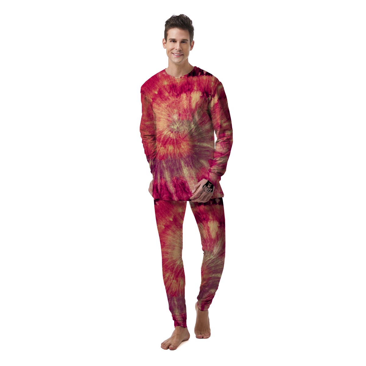 Red Tie Dye Men's Pajamas-grizzshop