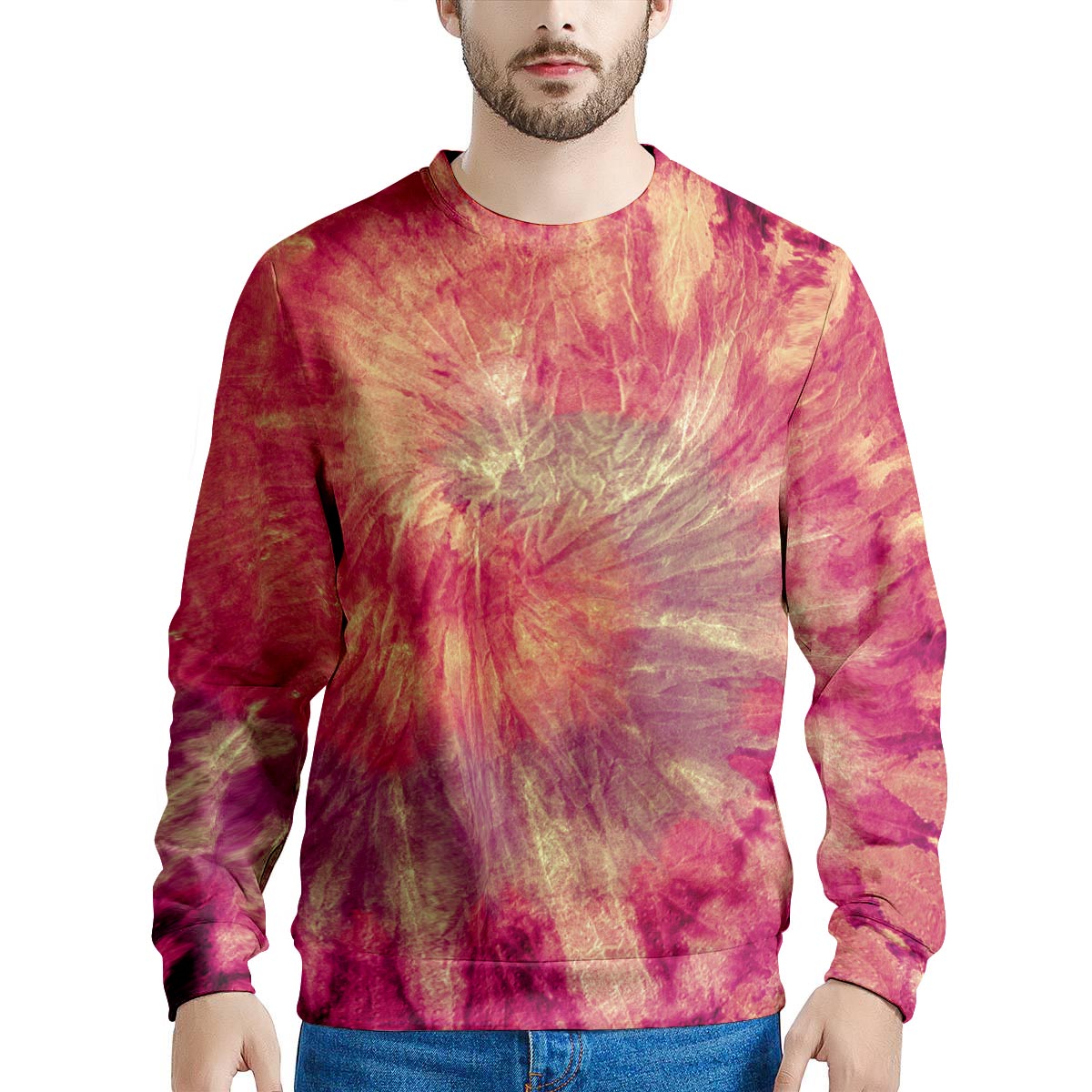 Red Tie Dye Men's Sweatshirt-grizzshop