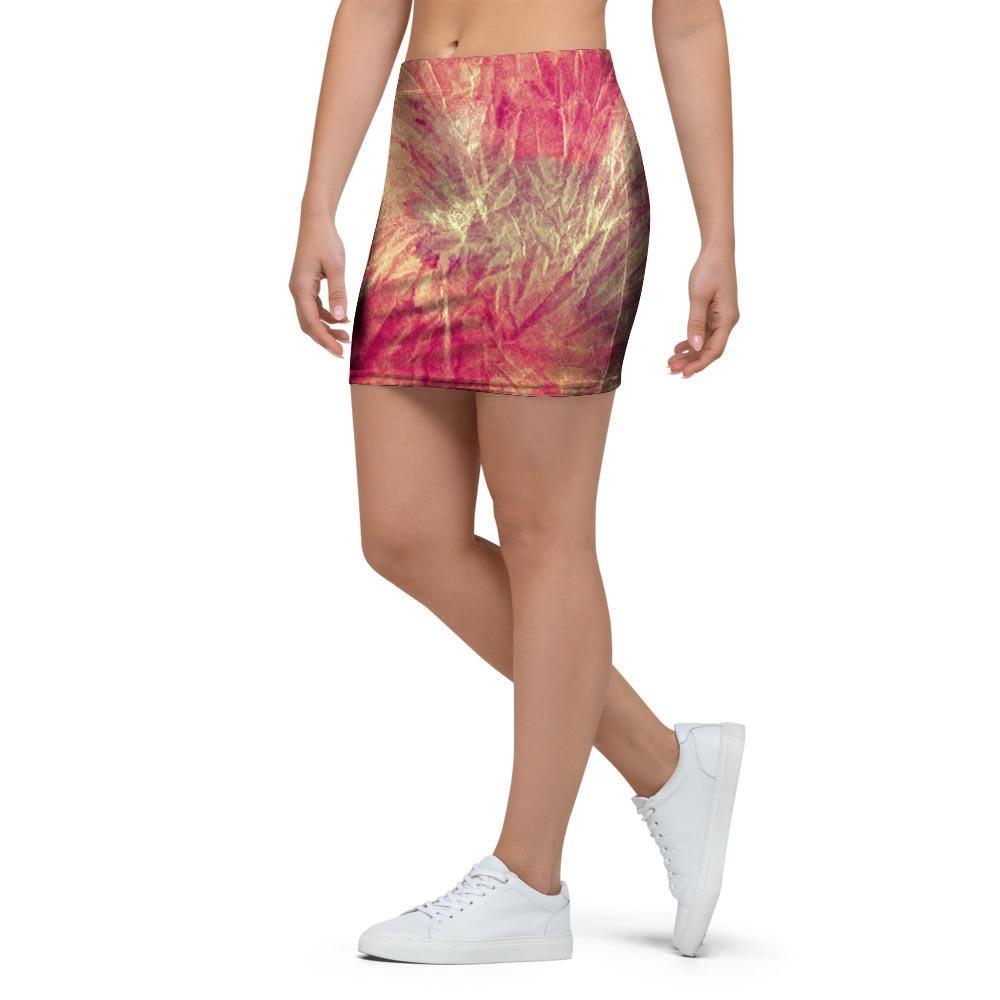 Red Tie Dye Mini Skirt-grizzshop