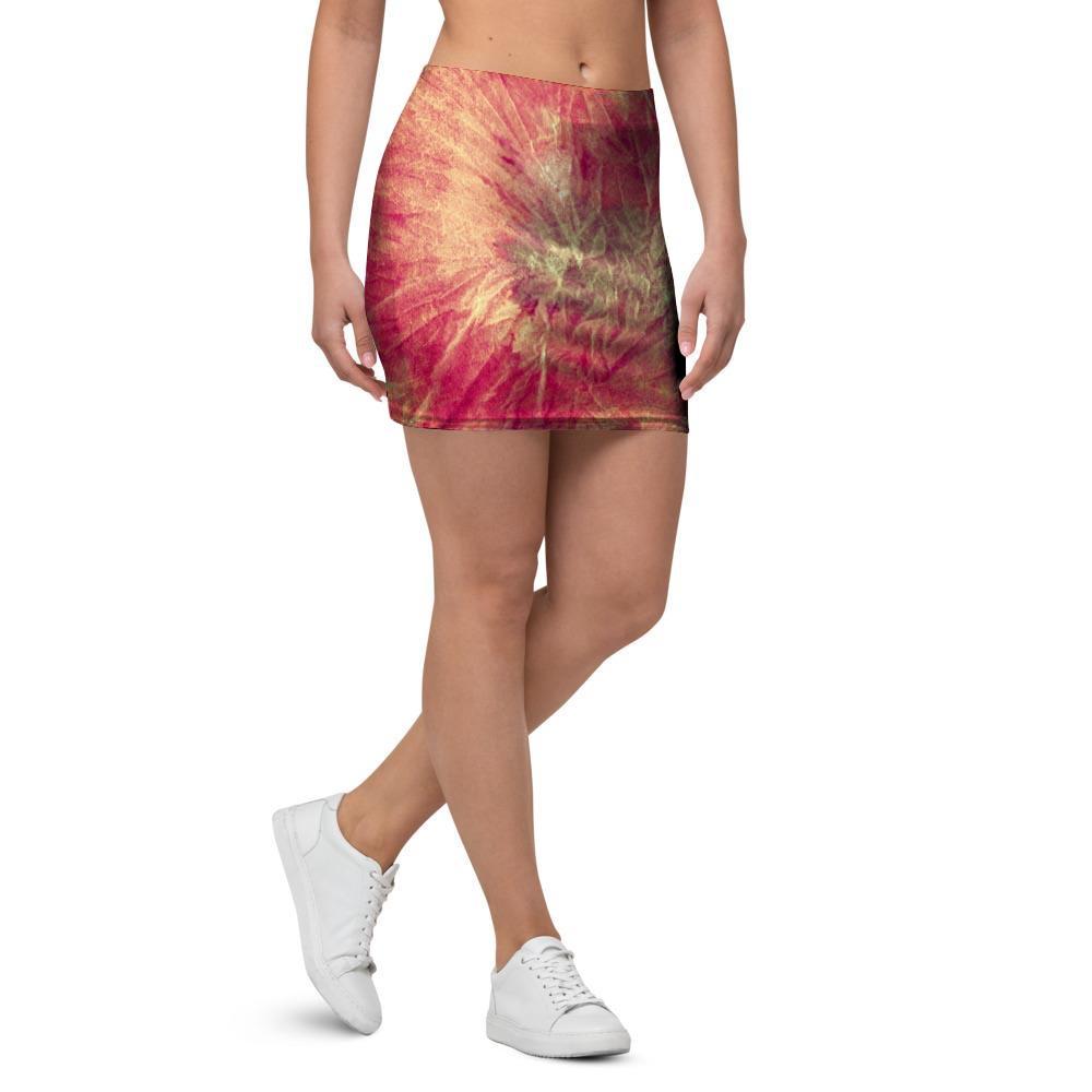 Red Tie Dye Mini Skirt-grizzshop