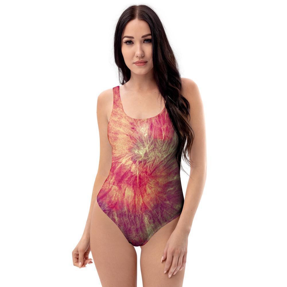 Red Tie Dye One Piece Swimsuite-grizzshop