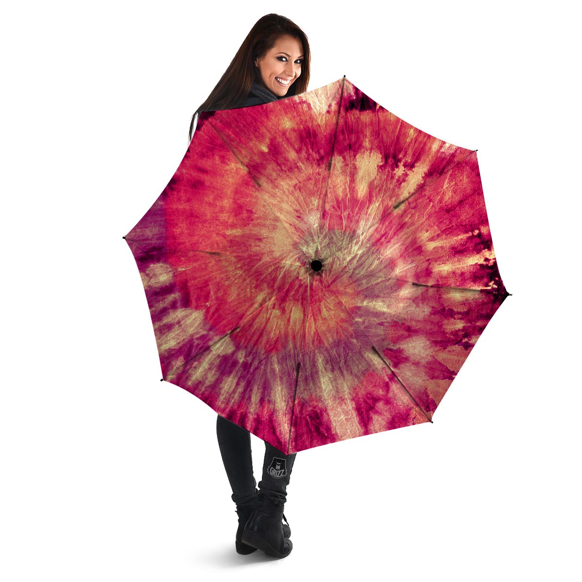 Red Tie Dye Umbrella-grizzshop