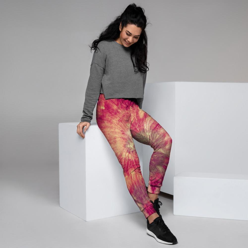 Red Tie Dye Women's Joggers-grizzshop