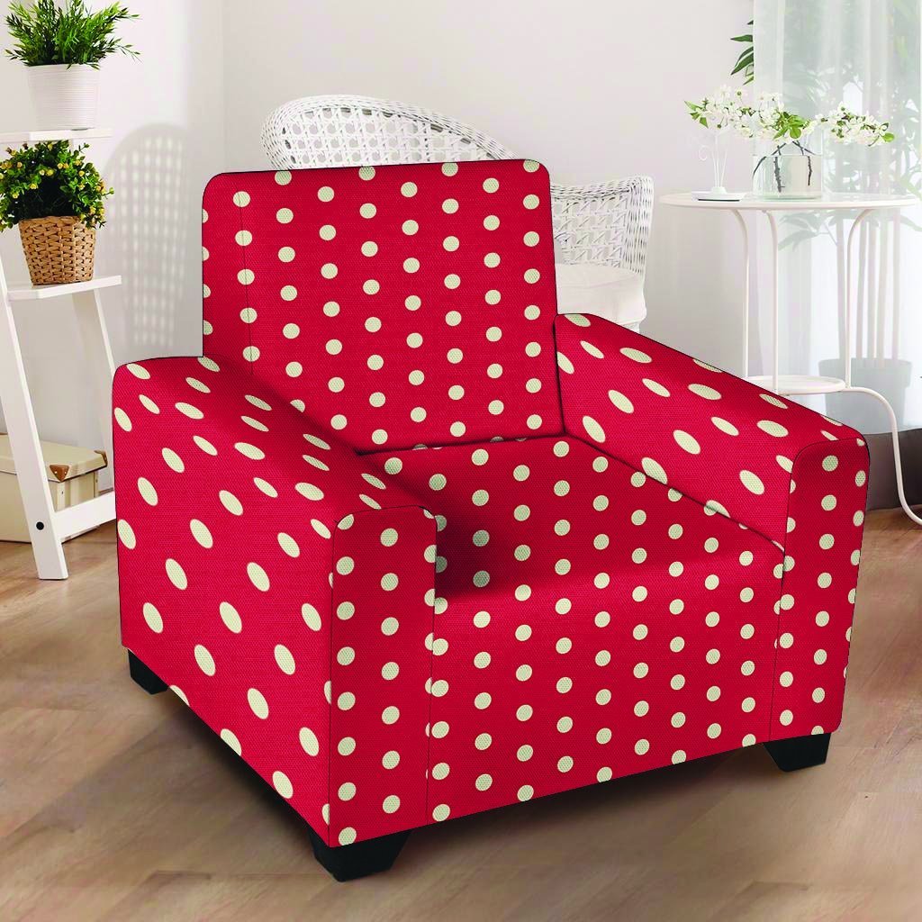 Red Tiny Polka Dot Armchair Cover-grizzshop