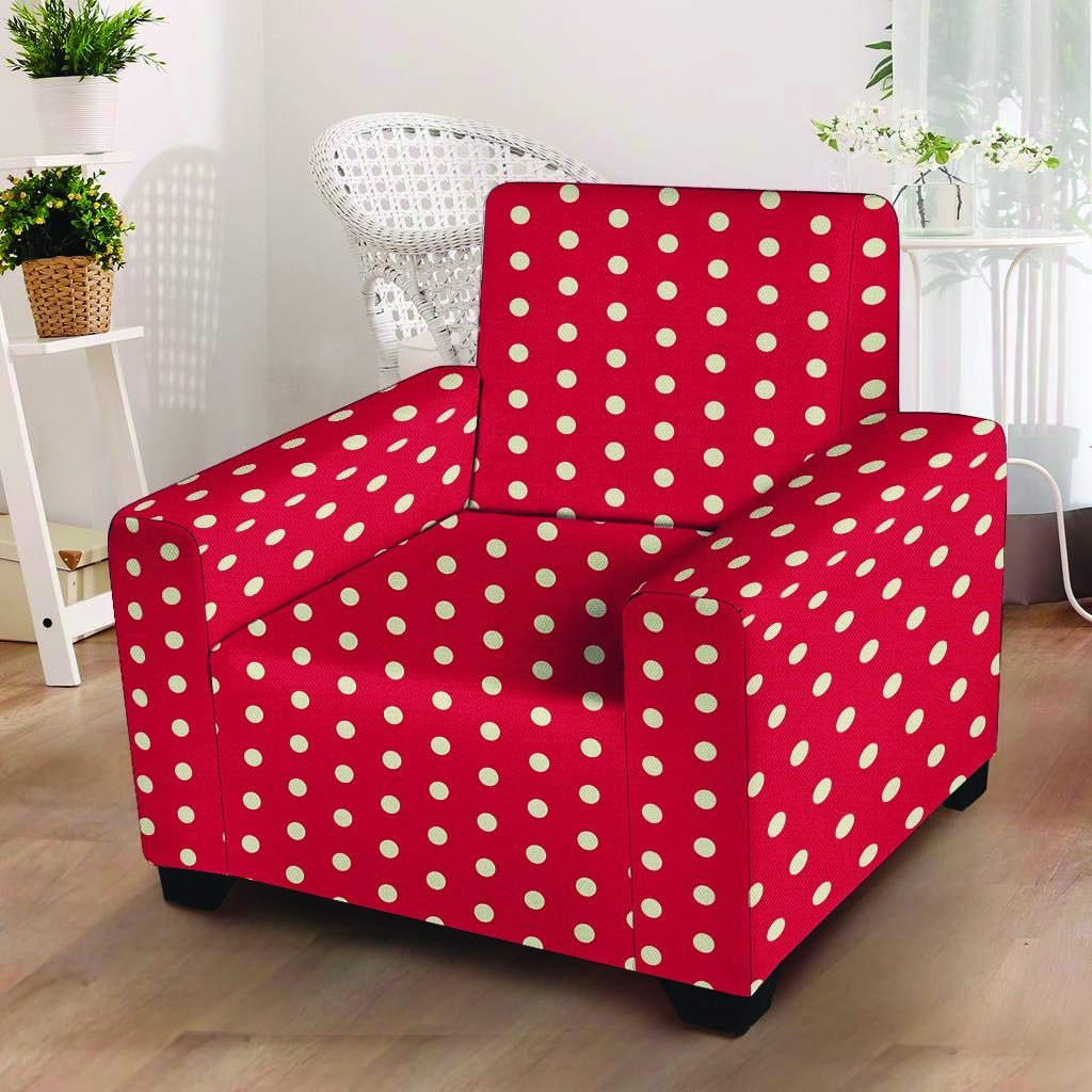 Red Tiny Polka Dot Armchair Cover-grizzshop