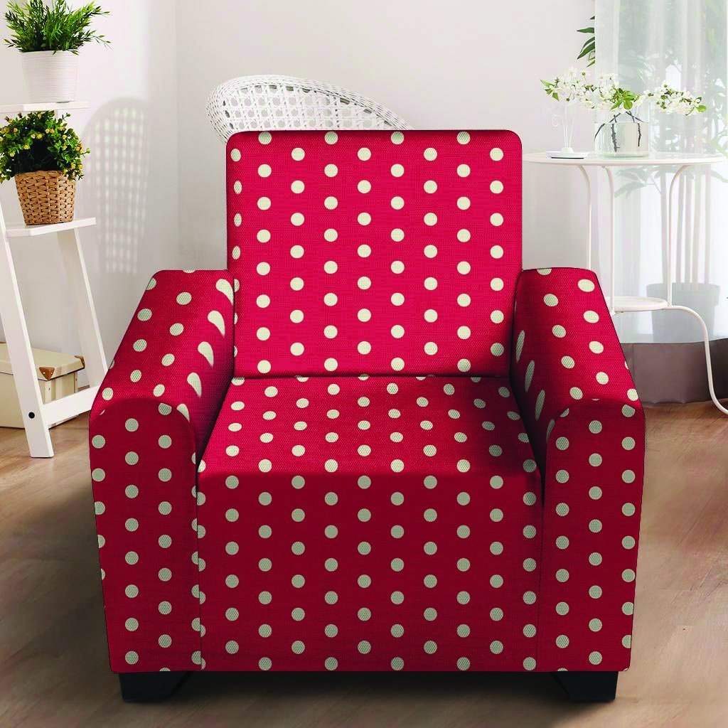 Red Tiny Polka Dot Armchair Cover-grizzshop