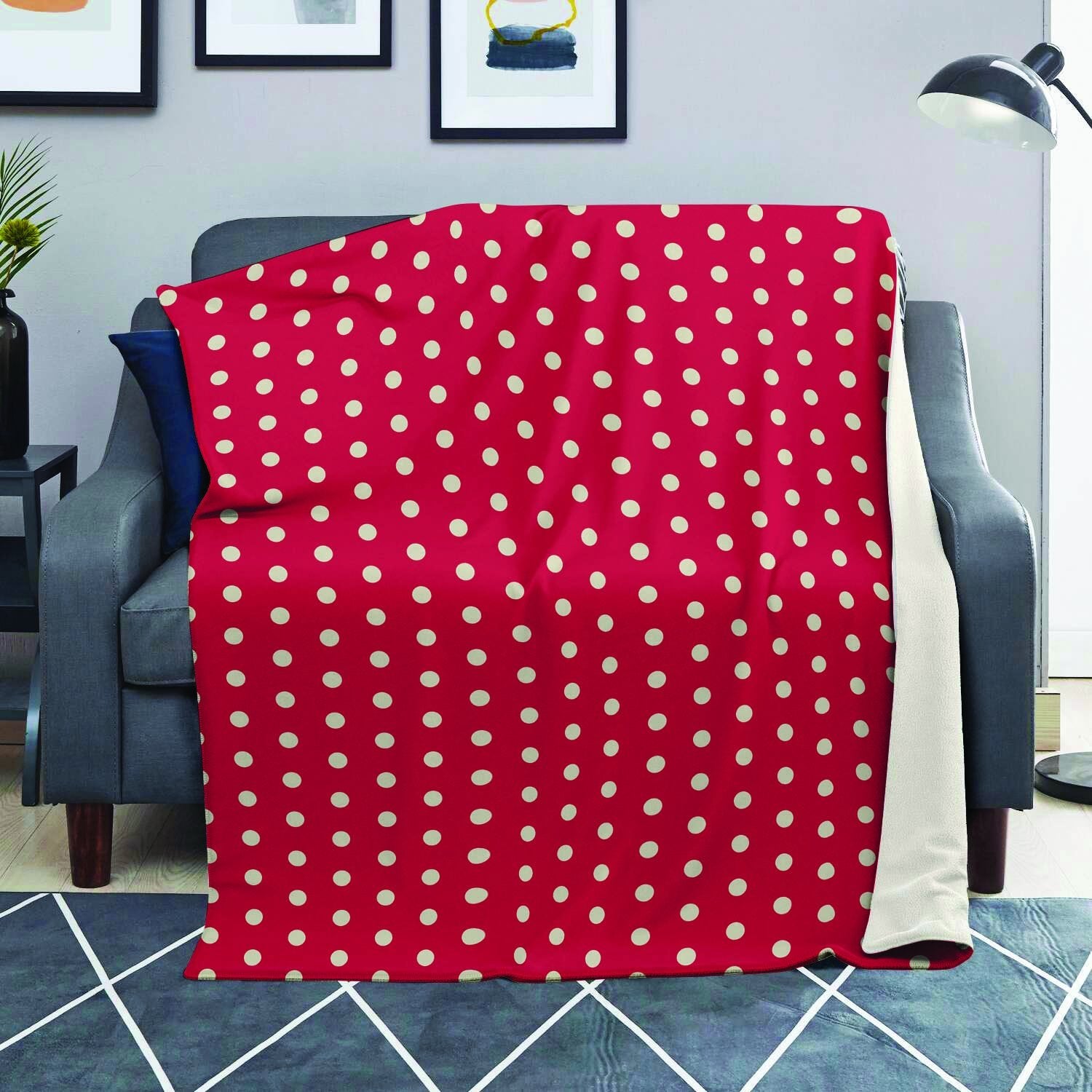 Red Tiny Polka Dot Blanket-grizzshop