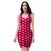 Red Tiny Polka Dot Bodycon Dress-grizzshop